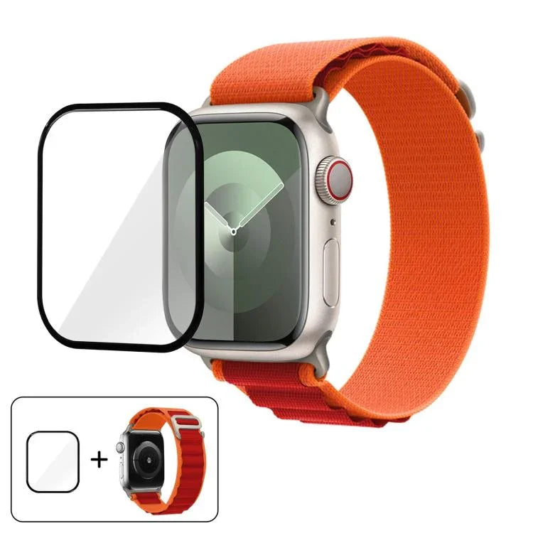 Buckle Loop Nylon Watch Band with 3D Curved Film, For Apple Watch Series 10 42mm