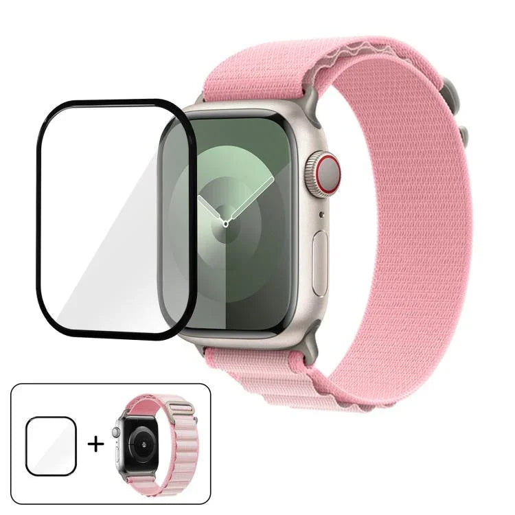 Buckle Loop Nylon Watch Band with 3D Curved Film, For Apple Watch Series 10 42mm