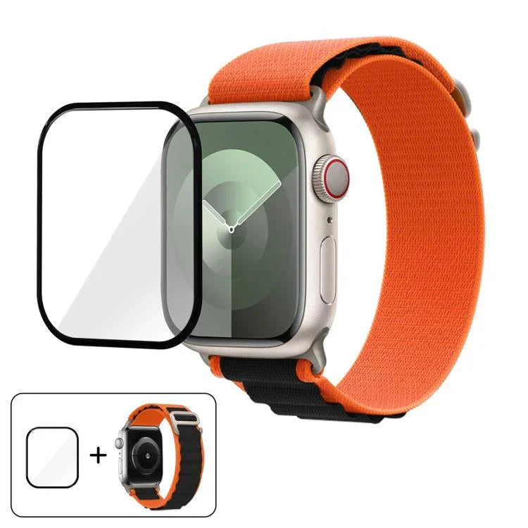 Buckle Loop Nylon Watch Band with 3D Curved Film, For Apple Watch Series 45mm