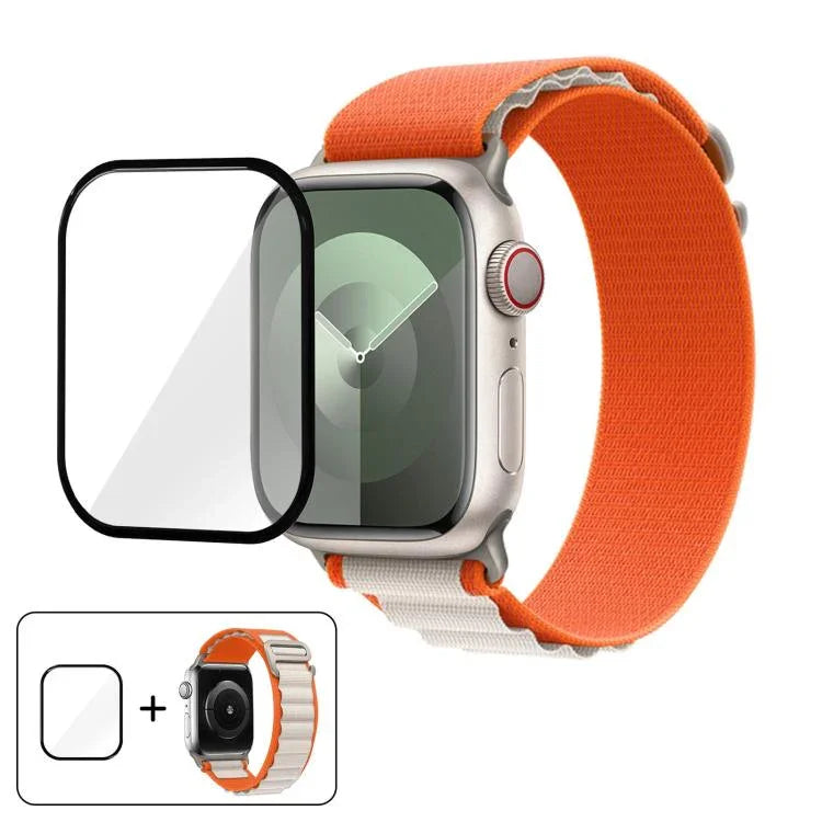 Buckle Loop Nylon Watch Band with 3D Curved Film, For Apple Watch Series 45mm