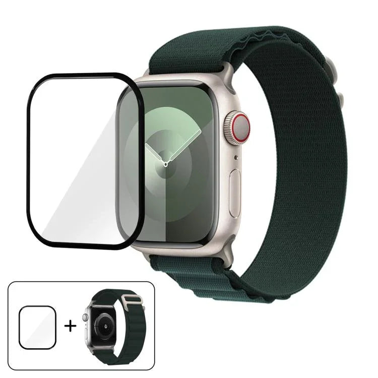 Buckle Loop Nylon Watch Band with 3D Curved Film, For Apple Watch Series 45mm