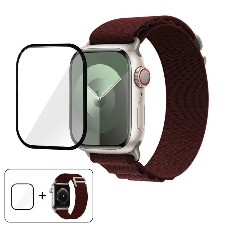 Buckle Loop Nylon Watch Band with 3D Curved Film, For Apple Watch Series 45mm