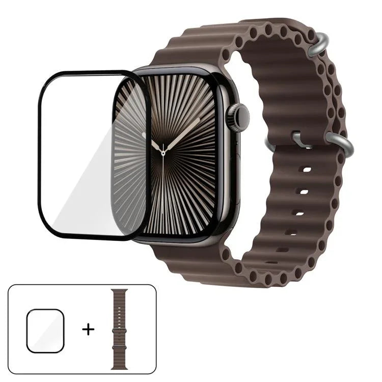 Ocean Silicone Watch Band with 3D Curved Film, For Apple Watch Series 10 46mm, For Apple Watch Series 10 42mm, For Apple Watch Series 44mm