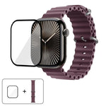 Ocean Silicone Watch Band with 3D Curved Film, For Apple Watch Series 10 46mm, For Apple Watch Series 10 42mm, For Apple Watch Series 44mm