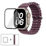 Ocean Silicone Watch Band with 3D Curved Film, For Apple Watch Series 40mm, For Apple Watch Ultra 2 / 1 49mm, For Apple Watch Series 45mm