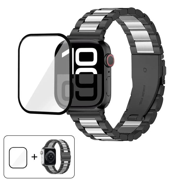 Three Beads Stainless Steel Watch Band with 3D Curved Film, For Apple Watch Series 42mm