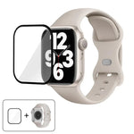 Butterfly Buckle Silicone Watch Band with 3D Curved Film, For Apple Watch Series 10 46mm, For Apple Watch Series 10 42mm, For Apple Watch Series 44mm