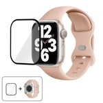 Butterfly Buckle Silicone Watch Band with 3D Curved Film, For Apple Watch Series 41mm, For Apple Watch Series 38mm, For Apple Watch Series 42mm