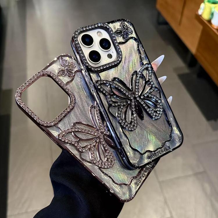 Butterfly Electroplating TPU Phone Case with Epoxy Cardboard, For iPhone 14, For iPhone 14 Pro, For iPhone 14 Pro Max, For iPhone 13 Pro Max, For iPhone 13 Pro, For iPhone 13