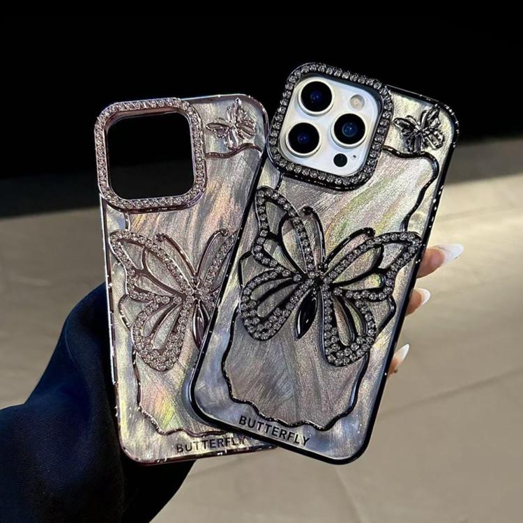 Butterfly Electroplating TPU Phone Case with Epoxy Cardboard, For iPhone 14, For iPhone 14 Pro, For iPhone 14 Pro Max, For iPhone 13 Pro Max, For iPhone 13 Pro, For iPhone 13