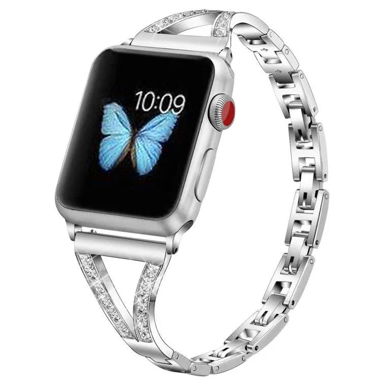 xDfind Herringbone Diamond Stainless Steel Watch Band, For Apple Watch 42 / 44 / 45 / 46 / 49mm, For Apple Watch 38 / 40 / 41 / S10 42mm