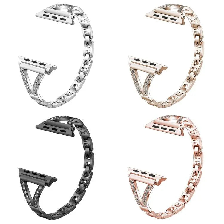 xDfind Herringbone Diamond Stainless Steel Watch Band, For Apple Watch 42 / 44 / 45 / 46 / 49mm, For Apple Watch 38 / 40 / 41 / S10 42mm