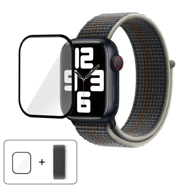 Basic Nylon Loop Watch Band with 3D Curved Film, For Apple Watch Series 10 46mm, For Apple Watch Series 10 42mm, For Apple Watch Series 44mm