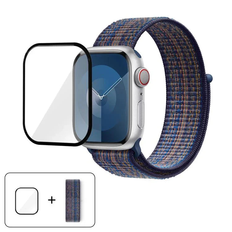 Basic Nylon Loop Watch Band with 3D Curved Film, For Apple Watch Series 40mm, For Apple Watch Ultra 2 / 1 49mm, For Apple Watch Series 45mm