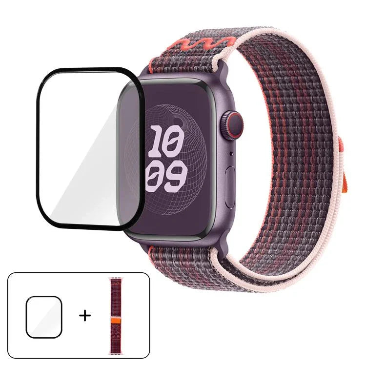 Nylon Loop Watch Band with 3D Curved Film, For Apple Watch Series 10 46mm, For Apple Watch Series 10 42mm, For Apple Watch Series 44mm