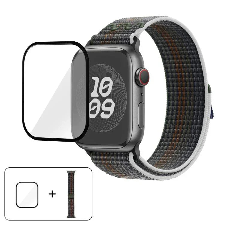 Nylon Loop Watch Band with 3D Curved Film, For Apple Watch Series 10 46mm, For Apple Watch Series 10 42mm, For Apple Watch Series 44mm