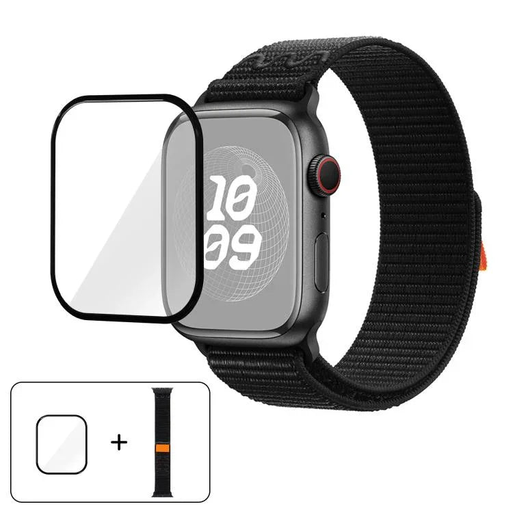 Nylon Loop Watch Band with 3D Curved Film, For Apple Watch Series 40mm, For Apple Watch Ultra 2 / 1 49mm, For Apple Watch Series 45mm