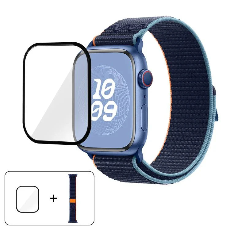 Nylon Loop Watch Band with 3D Curved Film, For Apple Watch Series 40mm, For Apple Watch Ultra 2 / 1 49mm, For Apple Watch Series 45mm