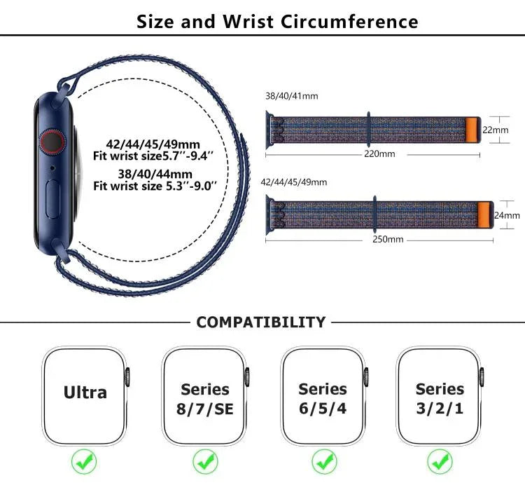 Nylon Loop Watch Band with 3D Curved Film, For Apple Watch Series 40mm, For Apple Watch Ultra 2 / 1 49mm, For Apple Watch Series 45mm