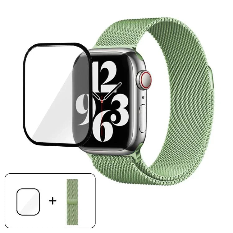 Milanese Stainless Steel Watch Band with 3D Curved Film, For Apple Watch Series 40mm, For Apple Watch Ultra 2 / 1 49mm, For Apple Watch Series 45mm