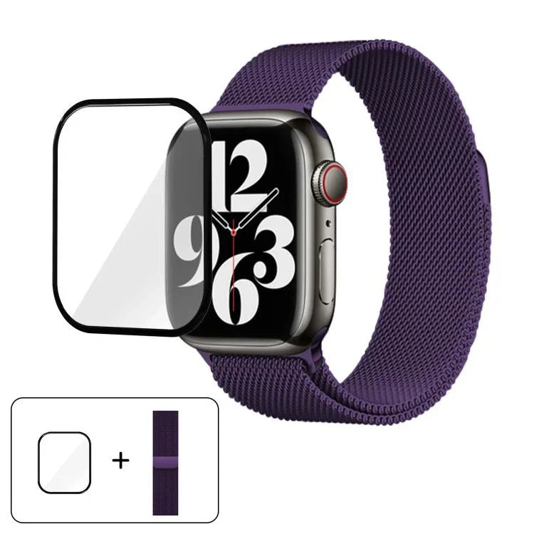 Milanese Stainless Steel Watch Band with 3D Curved Film, For Apple Watch Series 41mm, For Apple Watch Series 38mm, For Apple Watch Series 42mm
