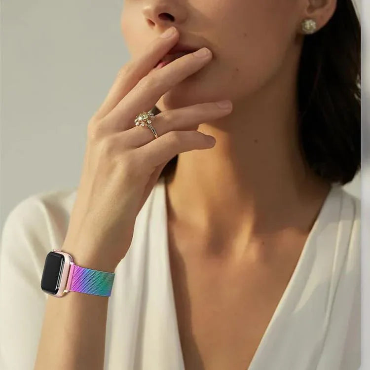 Milanese Stainless Steel Watch Band with 3D Curved Film, For Apple Watch Series 41mm, For Apple Watch Series 38mm, For Apple Watch Series 42mm