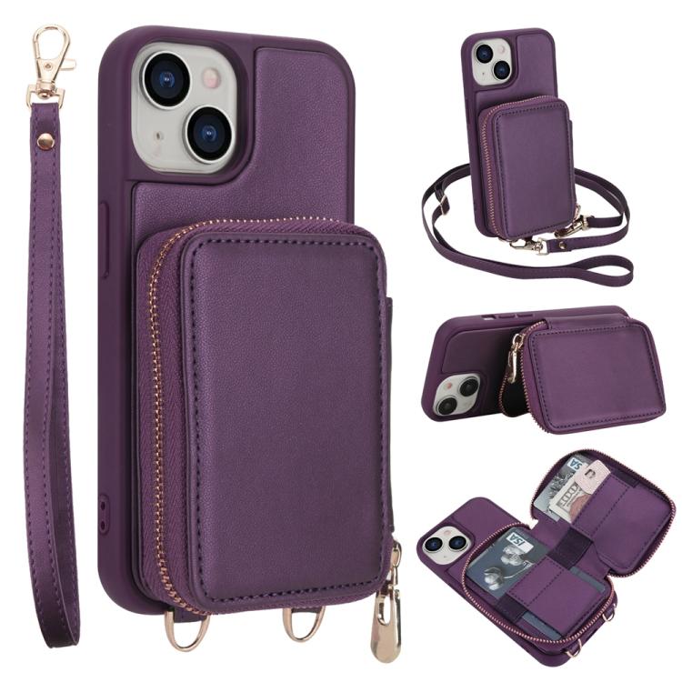 Crossbody Zipper RFID Card Bag Phone Case, For iPhone 15, For iPhone 14 / 13, For iPhone 14 Pro, For iPhone 14 Pro Max, For iPhone 13 Pro Max, For iPhone 13 Pro