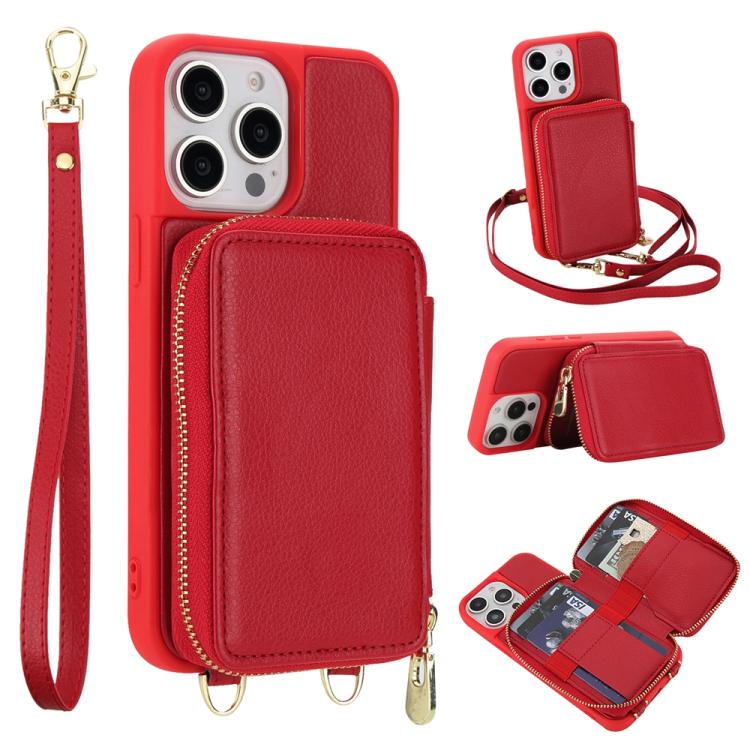 Crossbody Zipper RFID Card Bag Phone Case, For iPhone 15, For iPhone 14 / 13, For iPhone 14 Pro, For iPhone 14 Pro Max, For iPhone 13 Pro Max, For iPhone 13 Pro