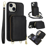 Crossbody Zipper RFID Card Bag Phone Case, For iPhone 15, For iPhone 14 / 13, For iPhone 14 Pro, For iPhone 14 Pro Max, For iPhone 13 Pro Max, For iPhone 13 Pro