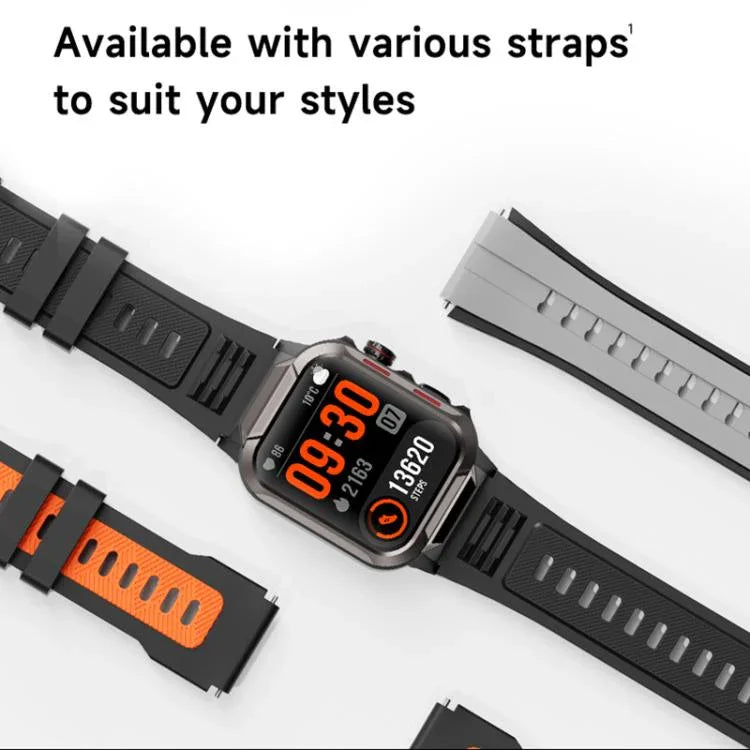GTS9 1.96 inch TFT Screen Outdoor Rugged Smart Watch 3ATM Waterproof