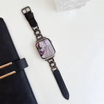 xDfind Denim Chain Metal Hybrid Leather Watch Band, For Apple Watch 42 / 44 / 45 / 46 / 49mm, For Apple Watch 38 / 40 / 41 / S10 42mm
