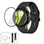 Wave Stitching Silicone Watch Band with 3D Curved Film, For Samsung Galaxy Watch FE 40mm, For Samsung Galaxy Watch7 44mm, For Samsung Galaxy Watch7 40mm, For Samsung Galaxy Watch6 Classic 47mm