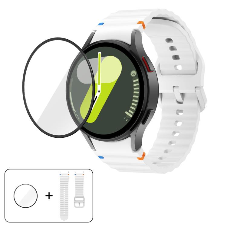 Wave Stitching Silicone Watch Band with 3D Curved Film, For Samsung Galaxy Watch FE 40mm, For Samsung Galaxy Watch7 44mm, For Samsung Galaxy Watch7 40mm, For Samsung Galaxy Watch6 Classic 47mm