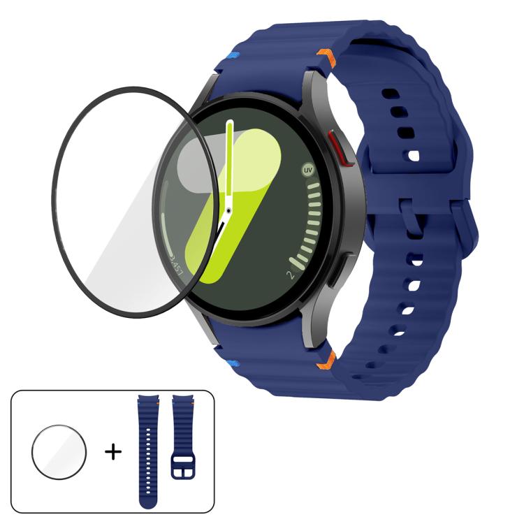 Wave Stitching Silicone Watch Band with 3D Curved Film, For Samsung Galaxy Watch4 Classic 46mm, For Samsung Galaxy Watch4 Classic 42mm, For Samsung Galaxy Watch5 Active 40mm, For Samsung Galaxy Watch5 Active 44mm