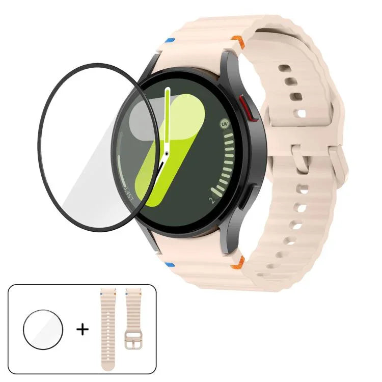 Wave Stitching Silicone Watch Band with 3D Curved Film, For Samsung Galaxy Watch4 Active 40mm, For Samsung Galaxy Watch4 Active 44mm