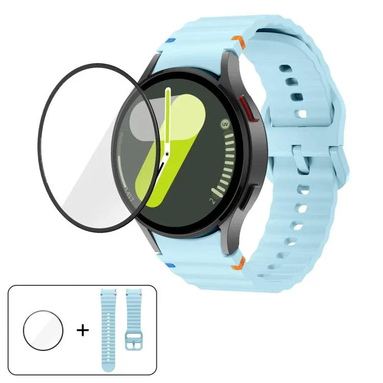 Wave Stitching Silicone Watch Band with 3D Curved Film, For Samsung Galaxy Watch4 Active 40mm, For Samsung Galaxy Watch4 Active 44mm