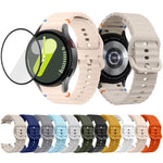 Wave Stitching Silicone Watch Band with 3D Curved Film, For Samsung Galaxy Watch4 Classic 46mm, For Samsung Galaxy Watch4 Classic 42mm, For Samsung Galaxy Watch5 Active 40mm, For Samsung Galaxy Watch5 Active 44mm