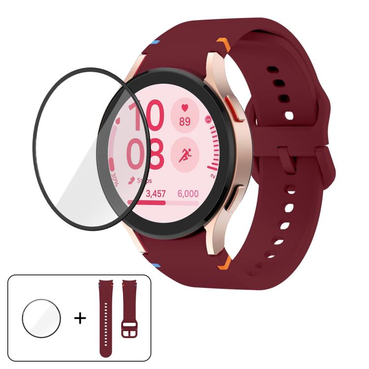 Plain Stitching Silicone Watch Band with 3D Curved Film, For Samsung Galaxy Watch FE 40mm, For Samsung Galaxy Watch7 44mm, For Samsung Galaxy Watch7 40mm, For Samsung Galaxy Watch6 Classic 47mm