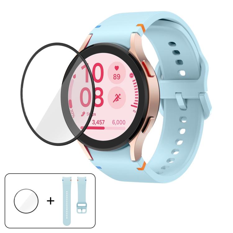 Plain Stitching Silicone Watch Band with 3D Curved Film, For Samsung Galaxy Watch6 44mm, For Samsung Galaxy Watch6 40mm, For Samsung Galaxy Watch6 Classic 43mm, For Samsung Galaxy Watch5 44mm