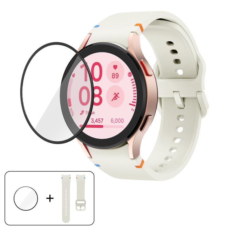 Plain Stitching Silicone Watch Band with 3D Curved Film, For Samsung Galaxy Watch4 Classic 46mm, For Samsung Galaxy Watch4 Classic 42mm, For Samsung Galaxy Watch5 Active 40mm, For Samsung Galaxy Watch5 Active 44mm