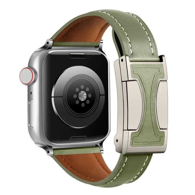 Magnetic Buckle Small Waist Plain Genuine Leather Watch Band, For Apple Watch 46mm / 49mm / 45mm / 44mm, For Apple Watch 42mm / 41mm / 40mm / 38mm