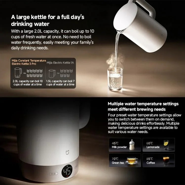 Original Xiaomi Mijia 2.0L 1800W Constant Temperature Electric Kettle 3 Pro, CN Plug