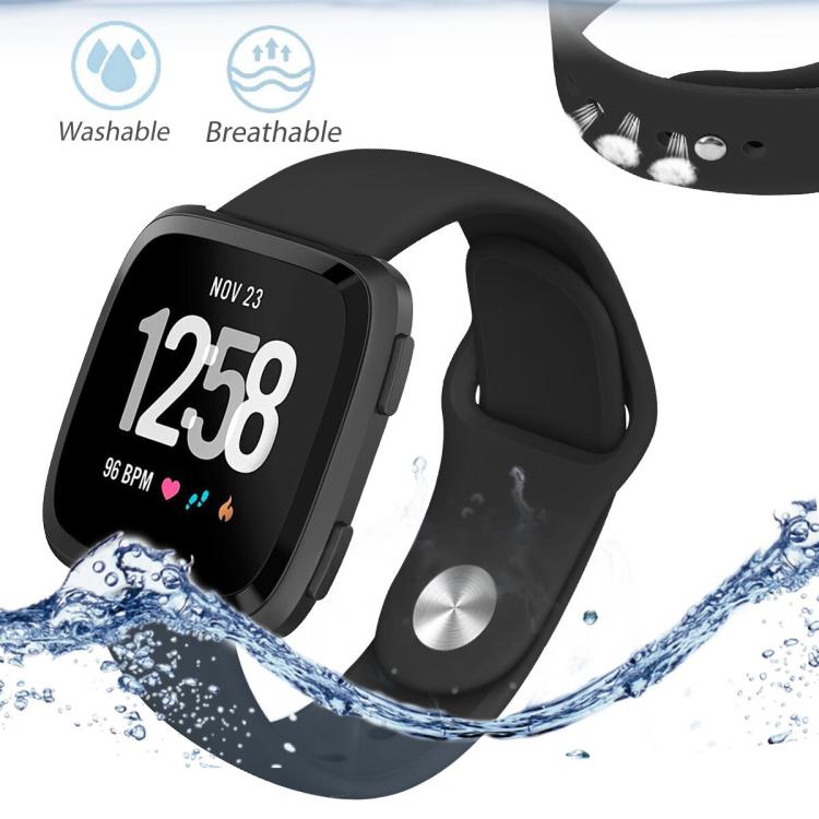 For Fitbit Versa 2 / Versa / Versa Lite xDfind Rivet Buckle Solid Color Silicone Watch Band, S, L