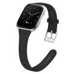 For Fitbit Versa 2 / Versa / Versa Lite xDfind Silver Buckle Slim Solid Color Silicone Watch Band, S, L