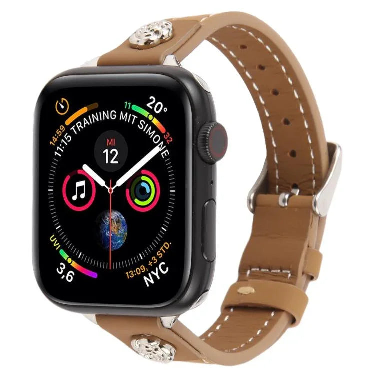 Rivet Camellia Skin Feel Microfiber Leather Watch Band, For Apple Watch 46mm / 49mm / 45mm / 44mm, For Apple Watch 42mm / 41mm / 40mm / 38mm