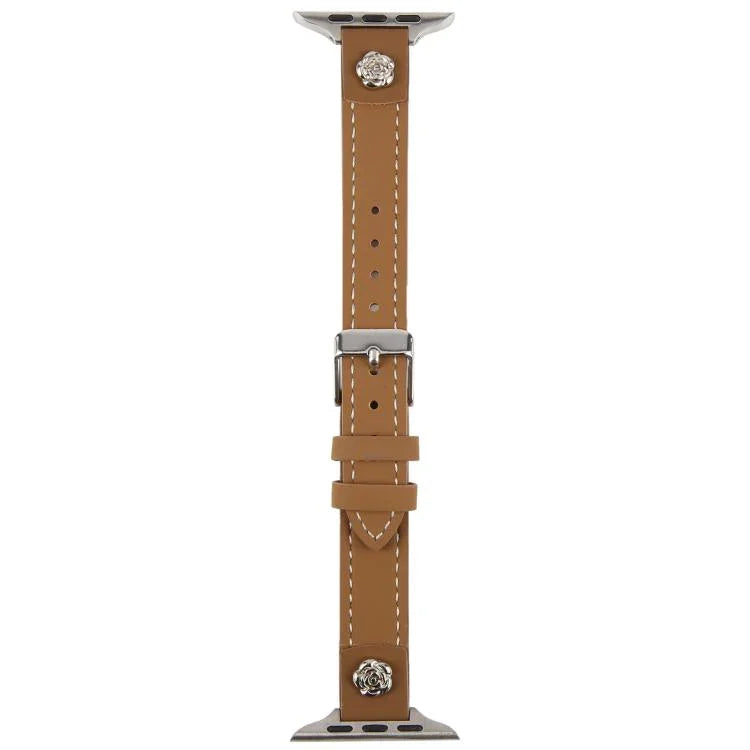 Rivet Camellia Skin Feel Microfiber Leather Watch Band, For Apple Watch 46mm / 49mm / 45mm / 44mm, For Apple Watch 42mm / 41mm / 40mm / 38mm