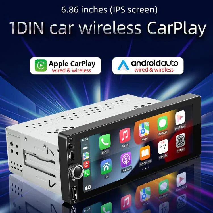 F6021 6.86 inch IPS Screen Car 1Din MP5 Player Support CarPlay & Android Auto, F6021