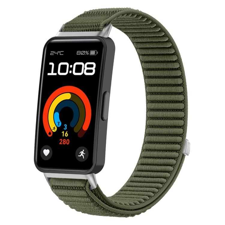 xDfind Woven Nylon Hook And Loop Fastener Metal Interface Watch Band, For Huawei Band 10 / 9 / 8