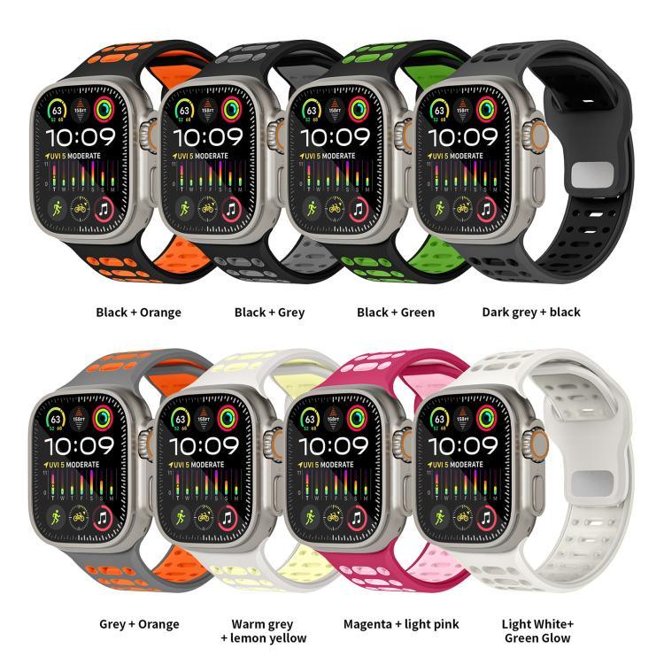 xDfind Two Color Silicone Sport Breathable Watch Band, For Apple Watch 46mm / 49mm / 45mm / 44mm