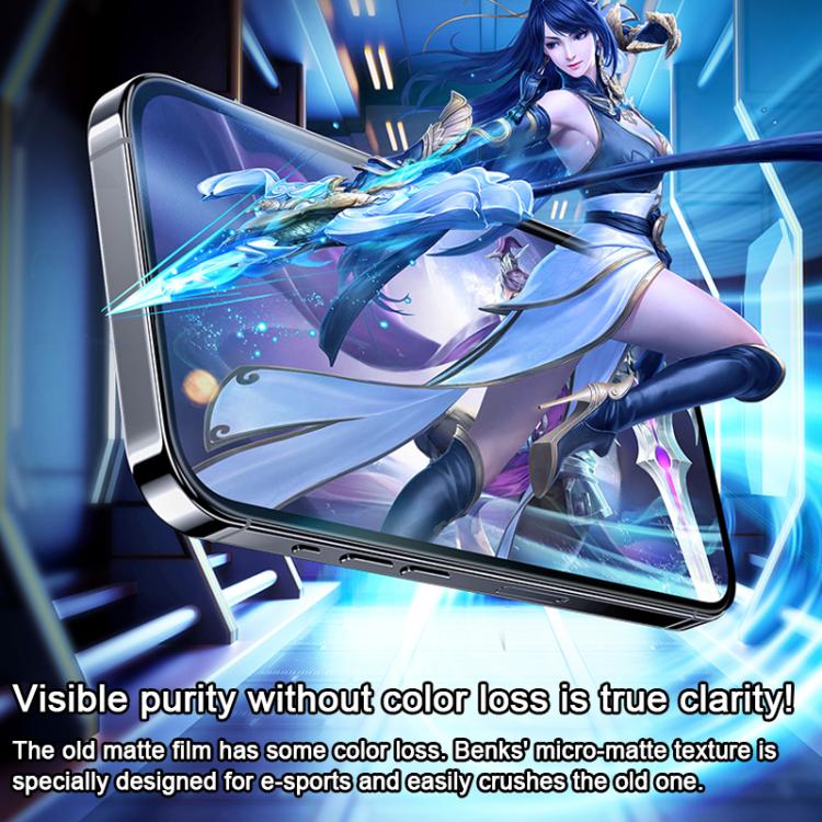 Benks Zero Curve Edge Gaming Frosted Tempered Screen Protector, For iPhone 17 Pro Max, For iPhone 17